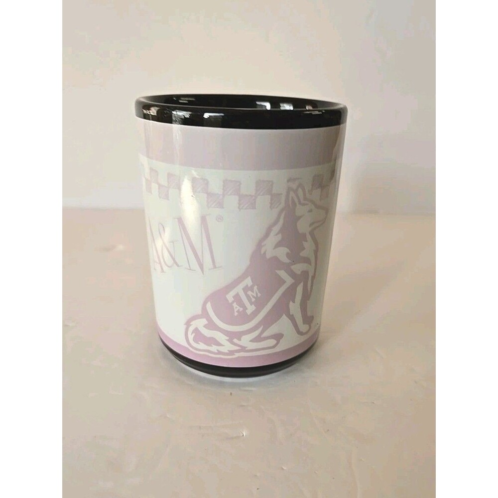 TEXAS A&M Collegiate  Coffee Mug Cup Reveille 16 Oz  Aggies Black White Pastel